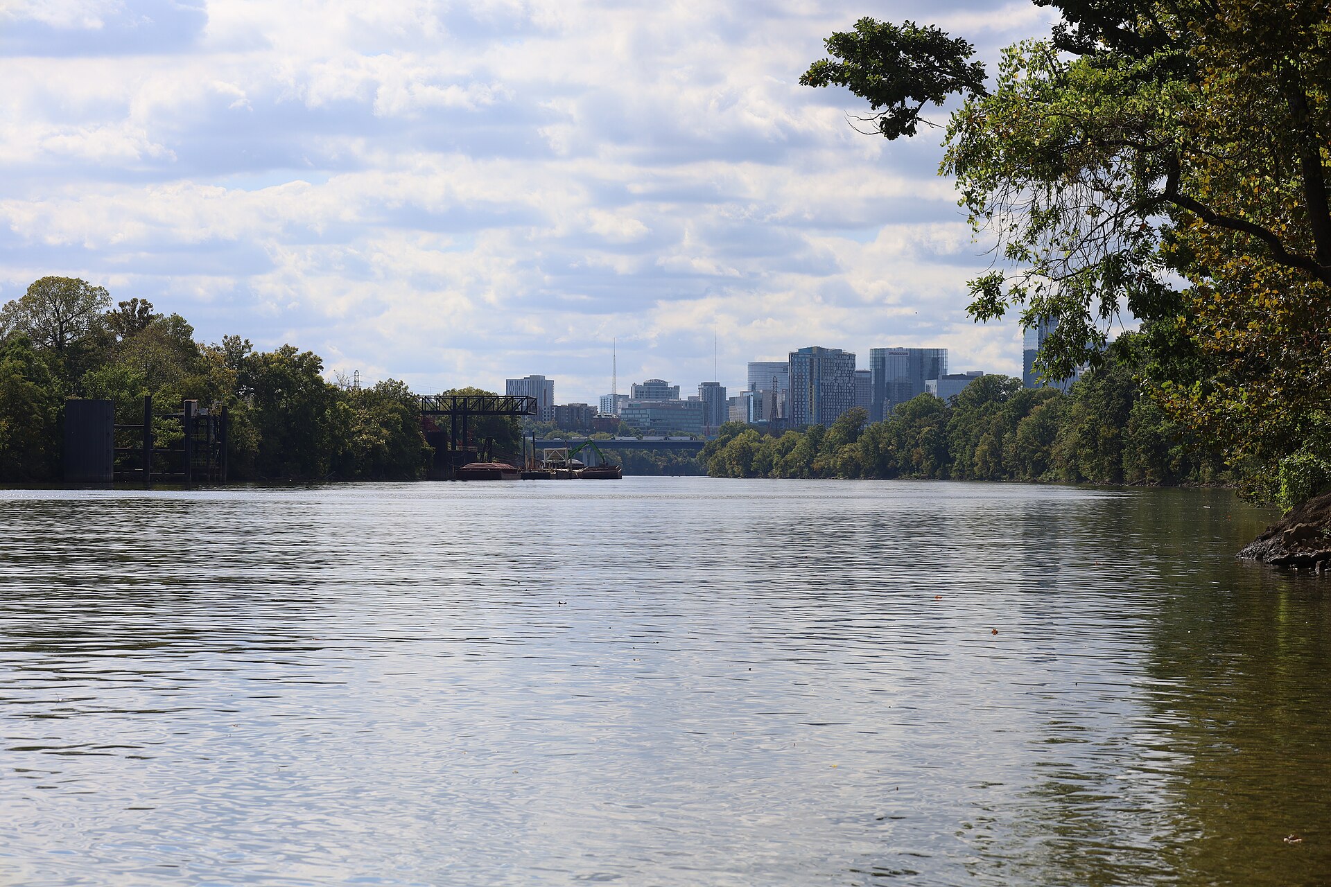 Downtown Nashville and the Silliman Evans Bridge seen from Shelby Park in East Nashville