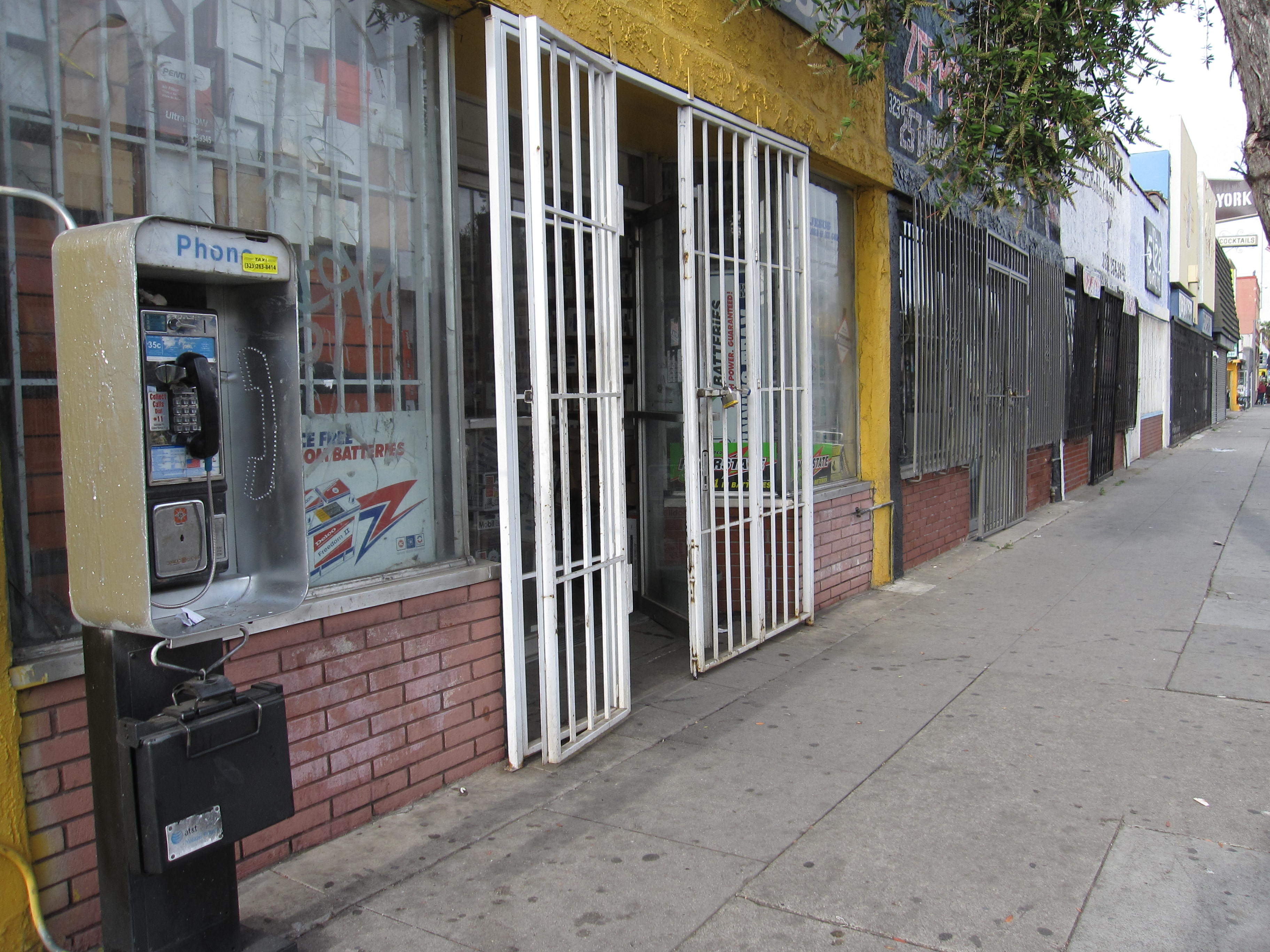 Storefronts along York Boulevard in Highland Park, Los Angeles