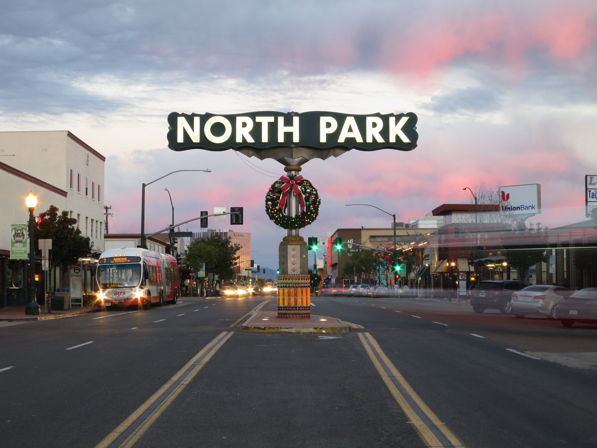 University Avenue at 30th Street, the Busy Corner, in North Park, San Diego